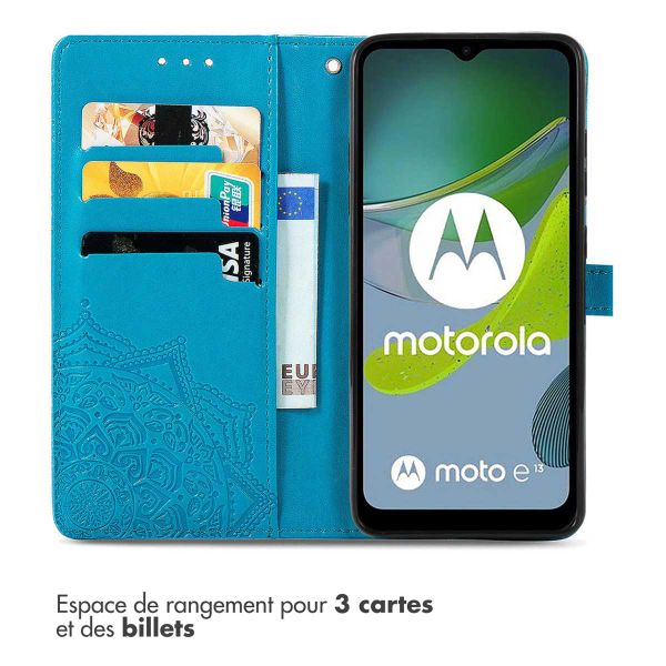 imoshion Etui de téléphone portefeuille Mandala Motorola Moto E13 - Turquoise