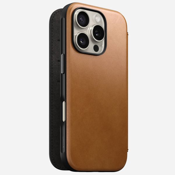 Nomad Étui de téléphone portefeuille Modern Leather Folio iPhone 16 Pro - English Tan