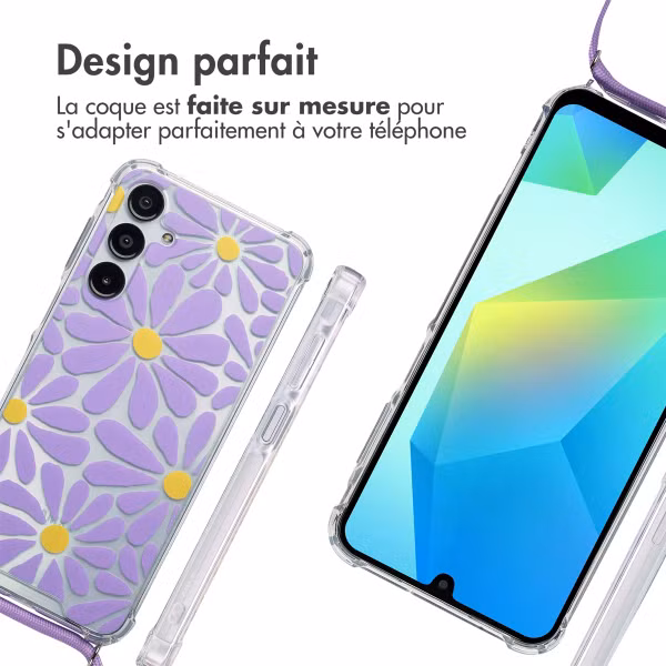 imoshion Coque Design avec cordon Samsung Galaxy A16 - Tropical Violet Flowers Connect