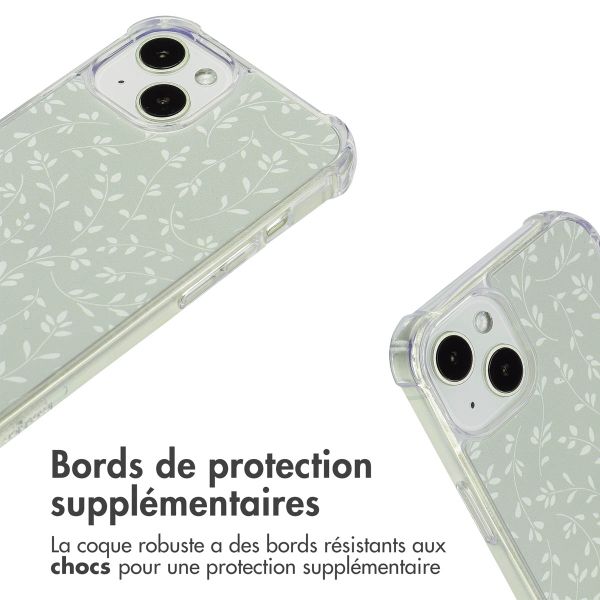 imoshion Coque Design avec cordon Apple iPhone 13 - Smoke Green Flowers