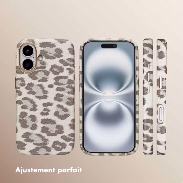 Selencia Coque Sabi imprimé panthère avec MagSafe Apple iPhone 16 - Soft Ivory