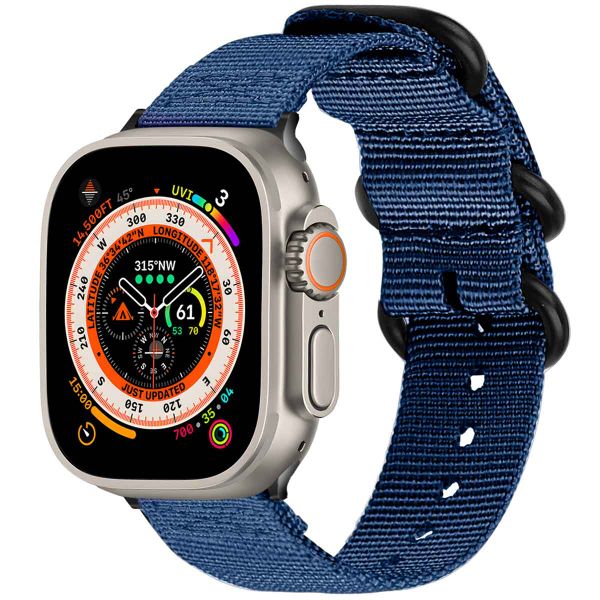 imoshion Bracelet en nylon Apple Watch Series 1-10 / SE / Ultra (2) - 42/44/45/46/49 mm - Bleu foncé