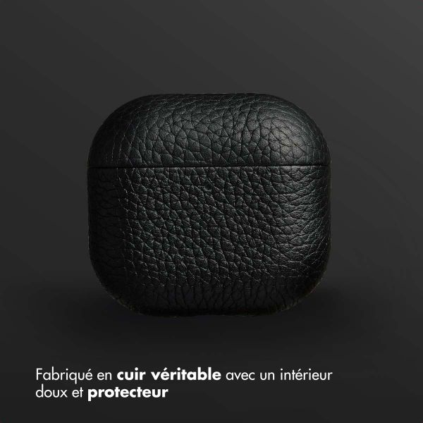 Accezz Coque en Cuir véritable Apple AirPods 4 - Noir
