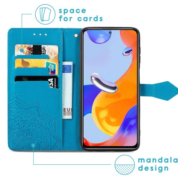 imoshion Etui de téléphone portefeuille Mandala Xiaomi Redmi Note 11 Pro - Turquoise