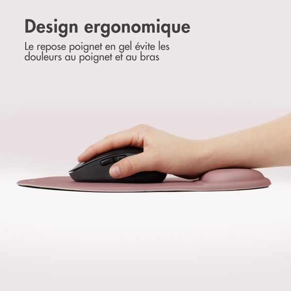 imoshion Tapis de souris ergonomique - Tapis de souris avec repose-poignet - 30 x 25 cm - Vieux rose