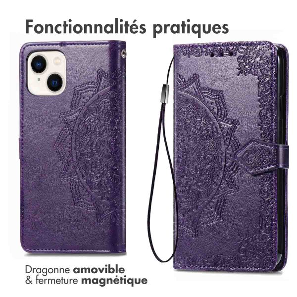 imoshion Etui de téléphone portefeuille Mandala iPhone 15 - Violet