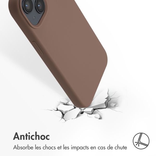 Accezz Coque Liquid Silicone avec MagSafe iPhone 14 - Marron clair