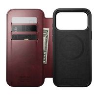 Nomad Étui de style livre folio moderne en cuir Horween avec MagSafe Apple iPhone 17 Pro Max - Burgundy