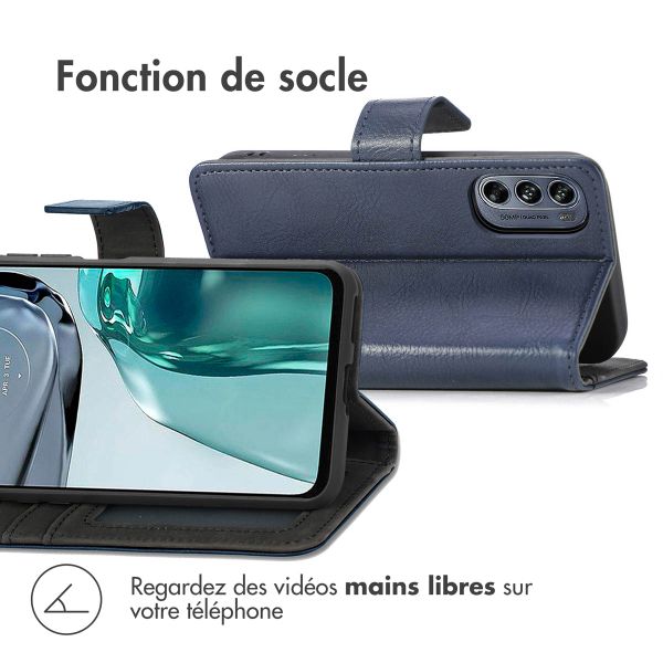 imoshion Étui de téléphone portefeuille Luxe Motorola Moto G62 - Bleu foncé