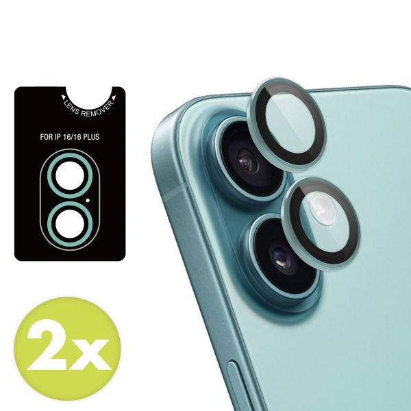 imoshion Lot de 2 protections d'objectif de caméra Apple iPhone 16 / 16 Plus - Teal