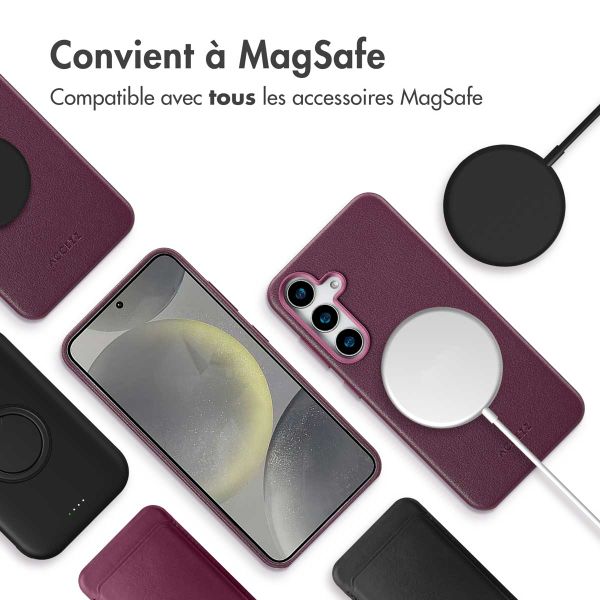 Accezz Coque arrière en cuir avec Magsafe Samsung Galaxy S25 - Heath Purple