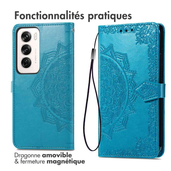 imoshion Etui de téléphone portefeuille Mandala Oppo Reno 12 Pro - Turquoise