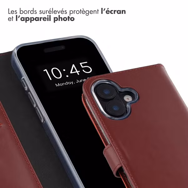 Selencia Étui portefeuille en cuir véritable Apple iPhone 17 - Burgundy