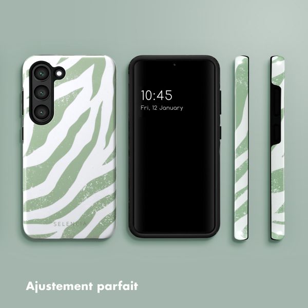 Selencia Coque arrière Vivid Samsung Galaxy S23 - Colorful Zebra Sage Green