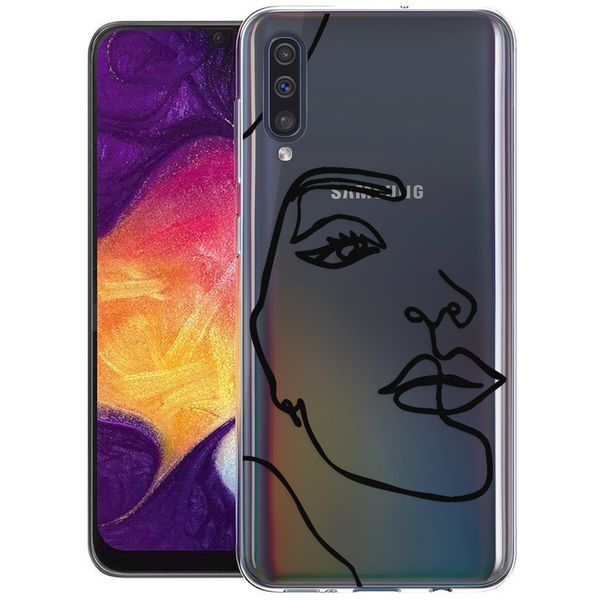 imoshion Coque Design Galaxy A50 / A30s - Visage abstrait - Noir