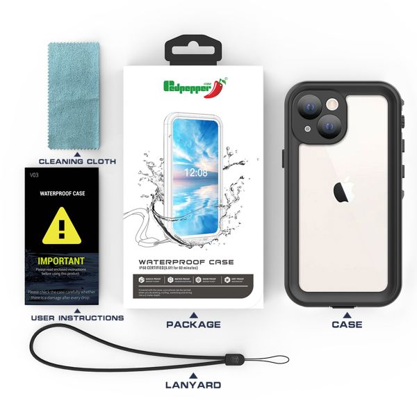 Redpepper Coque imperméable Dot Plus Apple iPhone 13 Mini - Noir