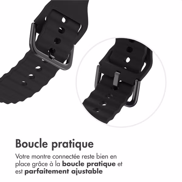 imoshion Bracelet Wave en silicone Samsung Galaxy Watch 4 / 5 / 6 / 7 / FE (20 mm) - Noir
