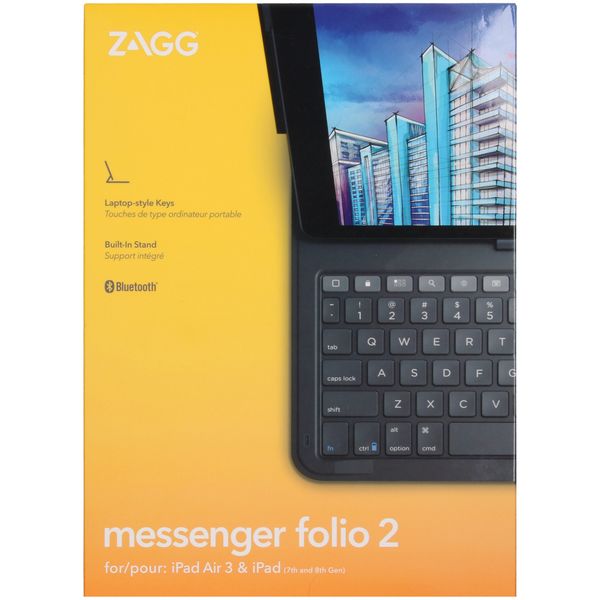 ZAGG Housse clavier Messenger Folio 2 iPad 9 (2021) 10.2 pouces / iPad 8 (2020) 10.2 pouces / iPad 7 (2019) 10.2 pouces