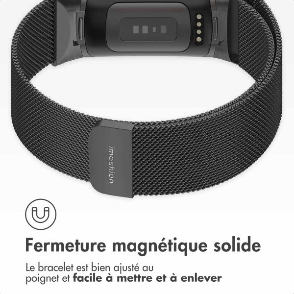 imoshion Bracelet magnétique milanais Fitbit Charge 5 - Taille S - Noir