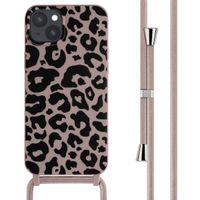 imoshion Coque design en silicone avec cordon iPhone 15 Plus - Animal Pink