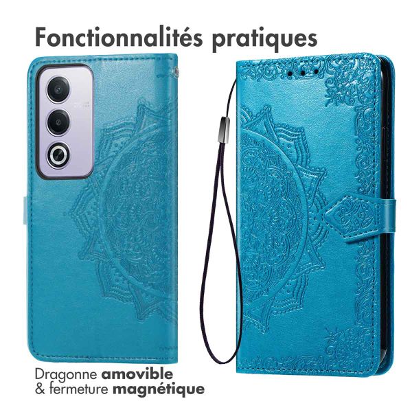 imoshion Etui de télephone Mandala Oppo A40 (4G) / Oppo A40M (4G) / Oppo A60 (5G) - Turquoise