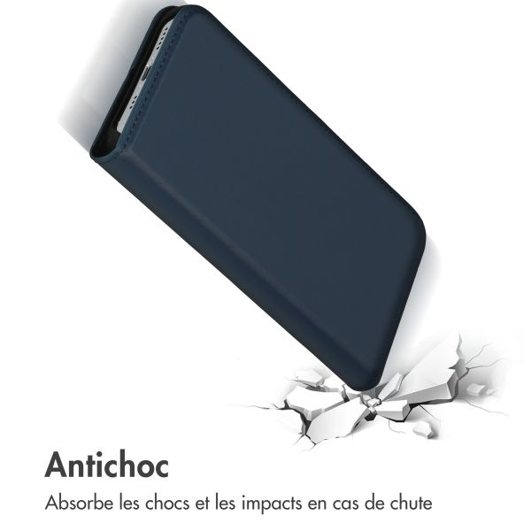 Accezz Étui de télephone Slim Folio en cuir de qualité supérieure Apple iPhone 14 Pro - Bleu foncé