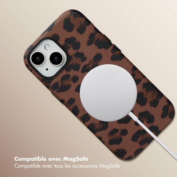 Selencia Coque Sabi imprimé panthère avec MagSafe Apple iPhone 15 - Mocha Brown