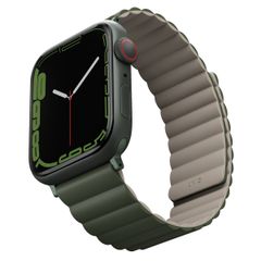 Uniq Bracelet Revix réversible Apple Watch Series 1 t/m 11 / SE / Ultra (44/45/46/49 mm) - Pine (Green/Taupe)