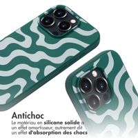 imoshion Coque design en silicone avec cordon Apple iPhone 16 Pro Max - Petrol Green Groovy