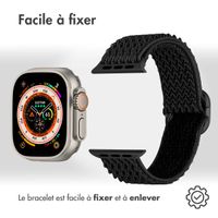 imoshion Bande élastique en nylon Apple Watch Series 1-10 / SE / Ultra (2) - 42/44/45/46/49 mm - Noir