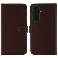 Selencia Étui portefeuille en cuir véritable Samsung Galaxy A37 (5G) - Marron foncé