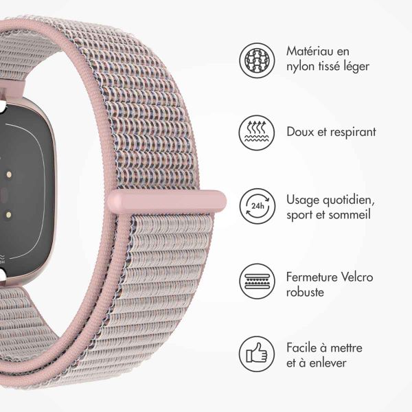imoshion Bracelet en nylon Fitbit Versa 4/ 3 / Sense (2) - Rose