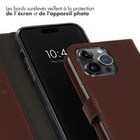 Selencia Étui portefeuille en cuir véritable Apple iPhone 15 Pro Max - Marron