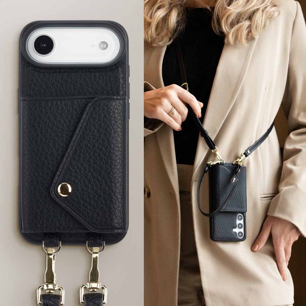 Selencia Coque de télephone Sera avec cordon et porte-cartes enveloppe Apple iPhone Air - Noir