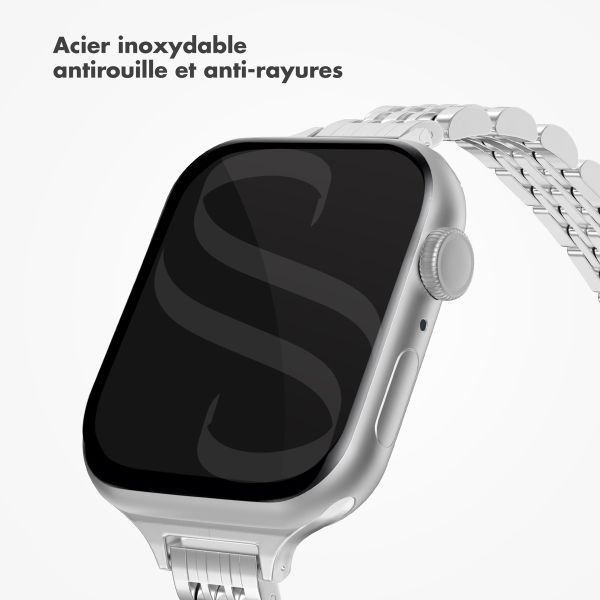 Selencia Bracelet en acier slim style Jubilee Apple Watch Series 1 à 9 / SE (38/40/41 mm) | Series 10 (42 mm) - Argent