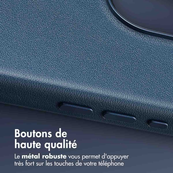 Accezz Coque arrière en cuir avec MagSafe Apple iPhone 16 Pro Max - Nightfall Blue