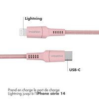 imoshion ﻿Câble Lightning vers USB-C - Non MFi - Textile tressé - 1 mètre - Rose