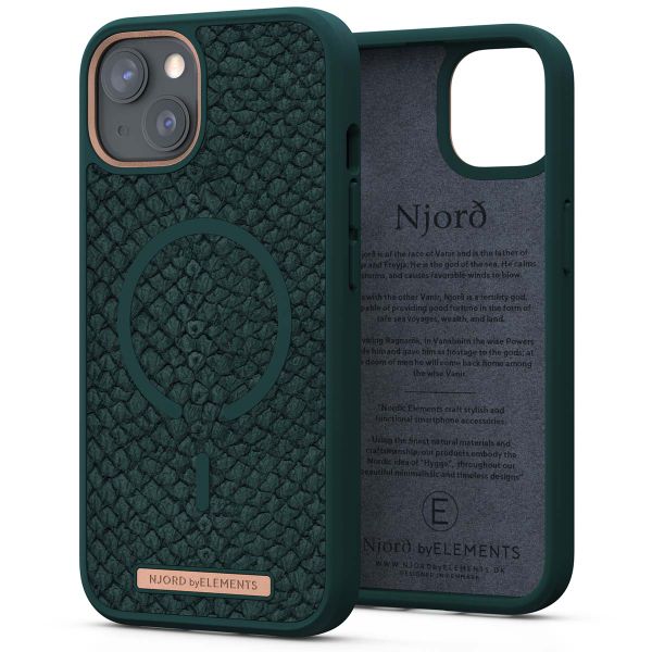 Njorð Collections Coque Salmon Leather MagSafe iPhone 13 - Dark Green