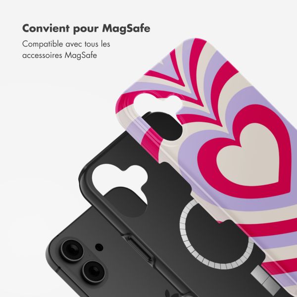 Selencia Coque arrière Vivid Tough avec MagSafe iPhone 16 - Double Hearts Rubine Red Lilac