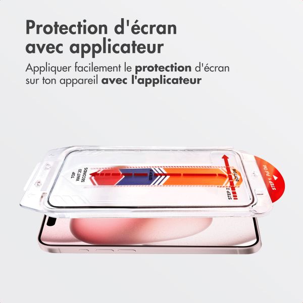Accezz Protecteur d’écran en verre trempé + Applicateur Apple iPhone 16 / 15