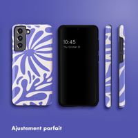 Selencia Coque arrière Vivid Samsung Galaxy S21 FE - Modern Bloom Sapphire Blue