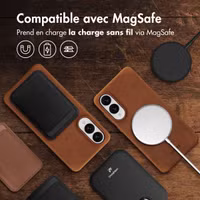 Accezz Coque MagSafe en cuir vintage Samsung Galaxy S25 Edge - Tabacco Cognac