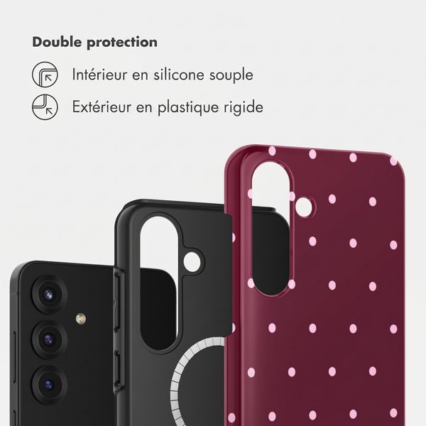 Selencia Coque arrière Vivid avec MagSafe Samsung Galaxy S25 - Happy Dots Burgundy
