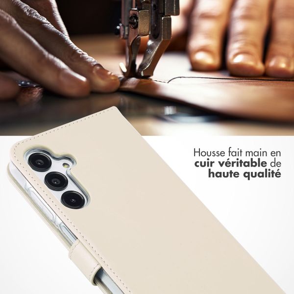 Selencia Étui portefeuille en cuir véritable Samsung Galaxy A16 - Greige