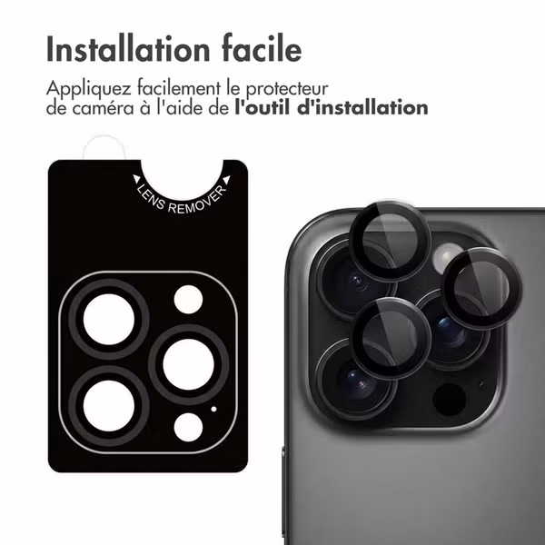 imoshion Lot de 2 protections d'objectif de caméra Apple iPhone 16 Pro / 16 Pro Max - Noir / Titanium