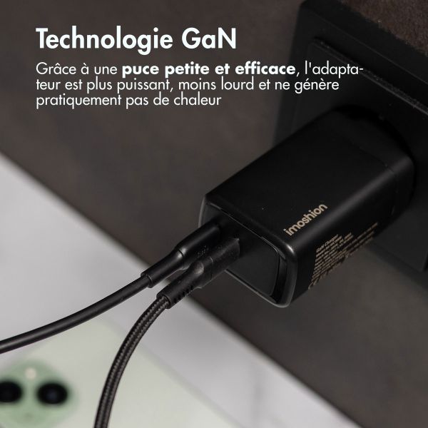 imoshion Adaptateur secteur 35 watts | Avec 2 ports USB-C - Noir