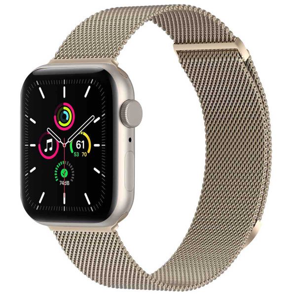 imoshion Bracelet magnétique milanais Apple Watch Series 1-10 / SE / Ultra (2) - 42/44/45/46/49 mm - Taille S - Starlight