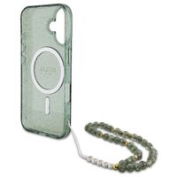 Guess MagSafe IML Glitter Case avec beads strap iPhone 16 Pro Max - Green