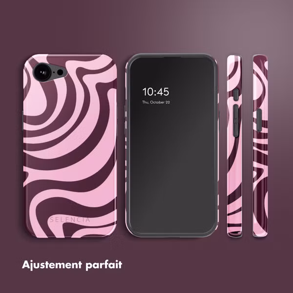 Selencia Coque arrière Vivid avec MagSafe Apple iPhone 16e - Wavy Swirl Pink Plum