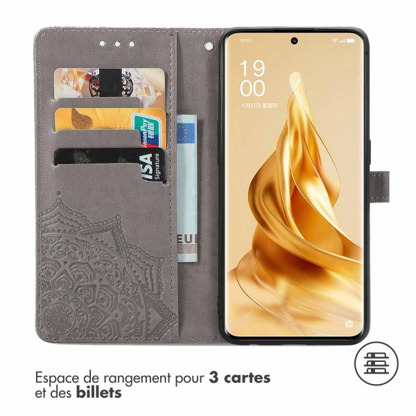 imoshion Etui de téléphone portefeuille Mandala Oppo Reno 9 / Reno 9 Pro (5G) - Gris